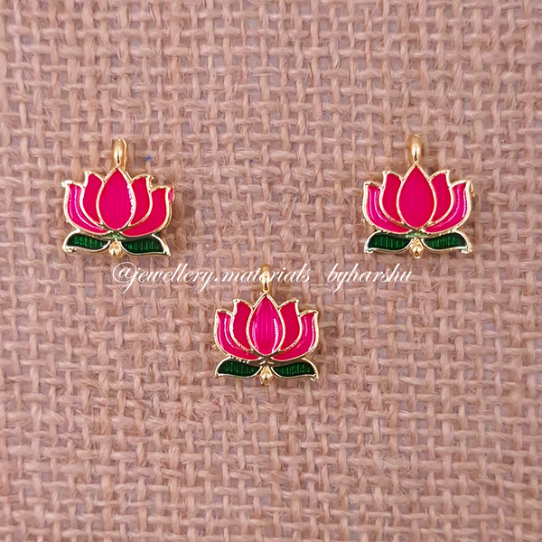 12 x 11MM Dark Pink Lotus Charms (1 Piece)
