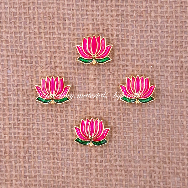 16 x 13MM Dark Pink Lotus Charms (1 Piece)