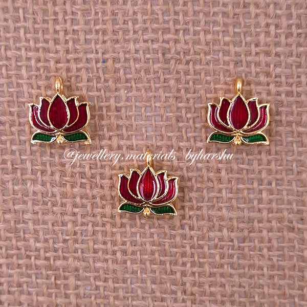 12 x 11MM Maroon Lotus Charms (1 Piece)