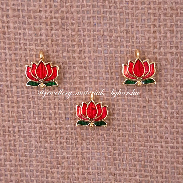 12 x 11MM Red Lotus Charms (1 Piece)