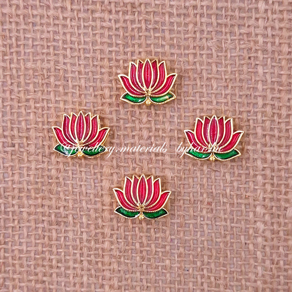 16 x 13MM Red Lotus Charms (1 Piece)