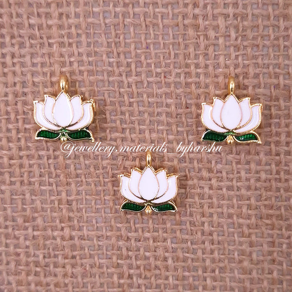 12 x 11MM White Lotus Charms (1 Piece)