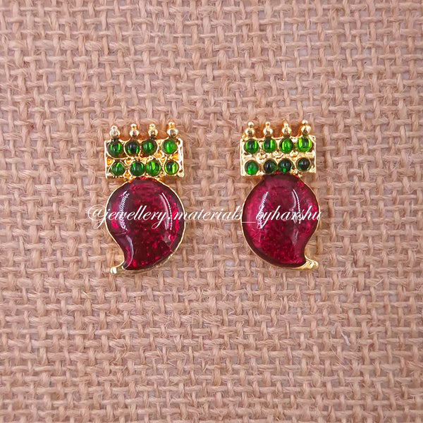 24 x 12MM Kemp Mango Pendant (Red with Green) (2 Piece)