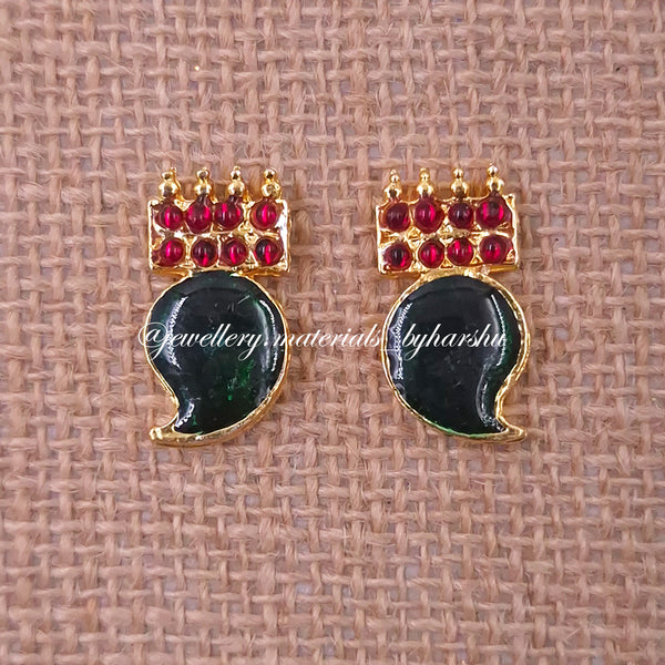 24 x 12MM Kemp Mango Pendant (Green with Red) (2 Piece)