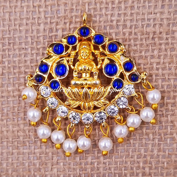 40 x 30MM Kemp Pendant Lakshmi (Blue with White)