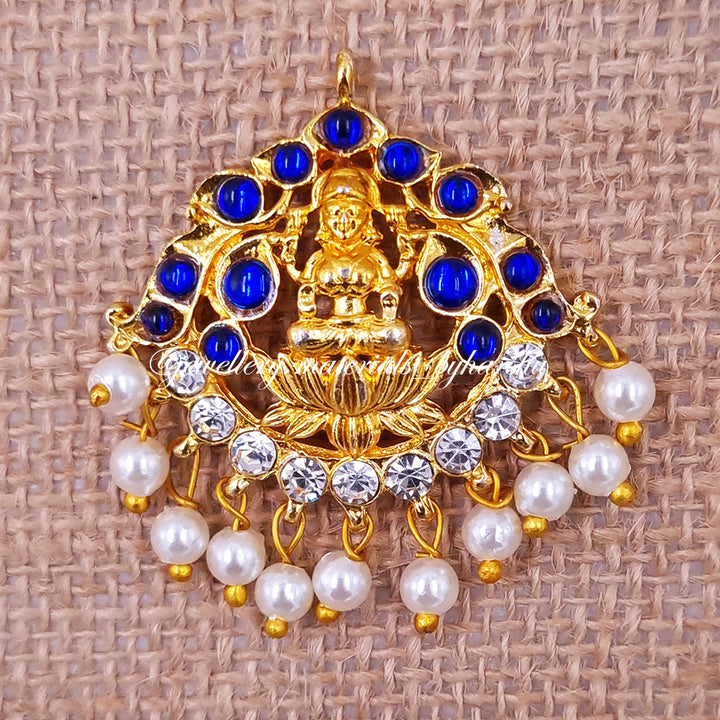 40 x 30MM Kemp Pendant Lakshmi (Blue with White)
