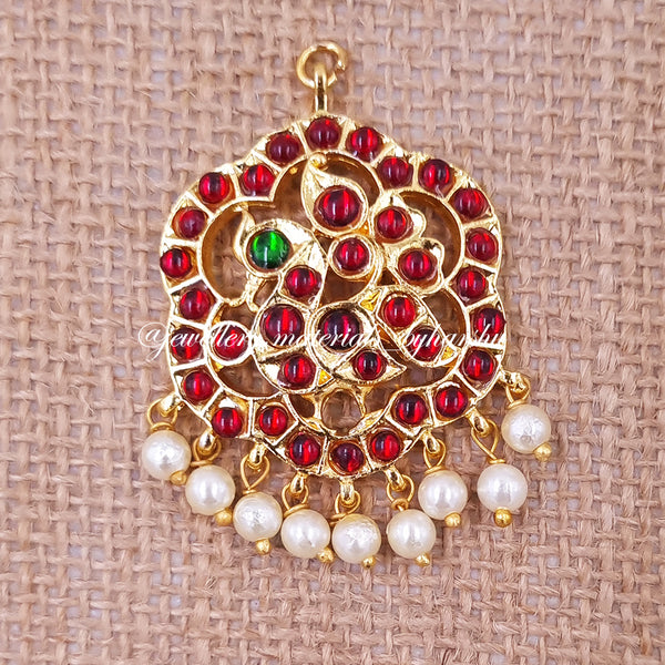 35 x 30MM Kemp Peacock Pendant (Red with Green)