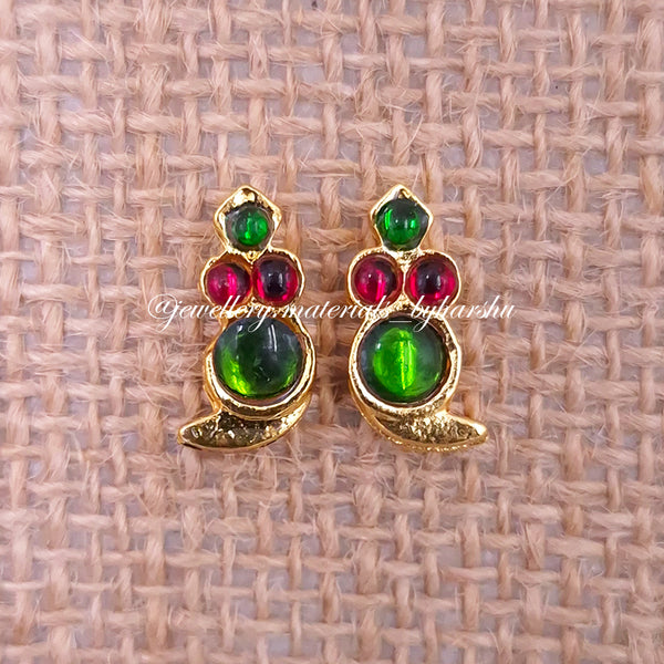 15 x 6MM Kemp Mango Pendant (Green with Red) (2 Piece)