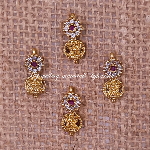 15 x 17MM Gold Lakshmi Charms (Dark Pink with White)