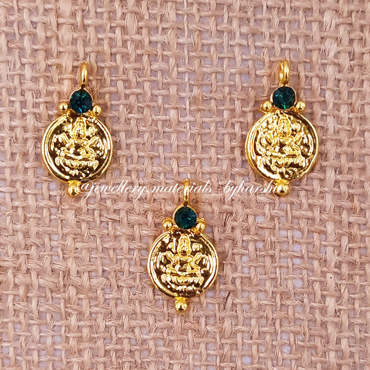 12MM Gold Lakshmi Charms (Dark Green)