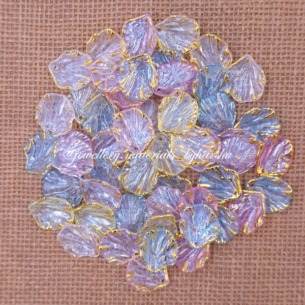 20 x 15 MM Pastel Color Leaf Brooch Shells