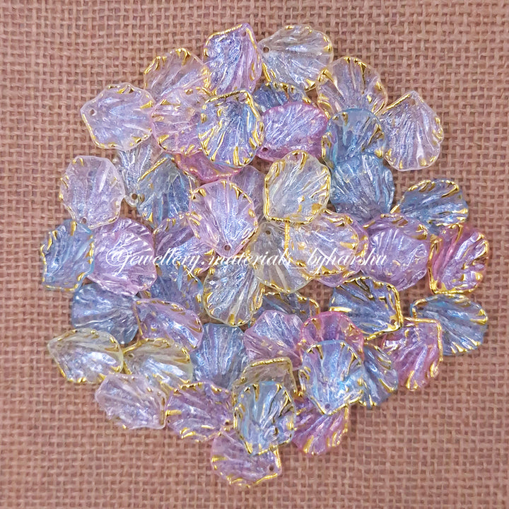 20 x 15 MM Pastel Color Leaf Brooch Shells
