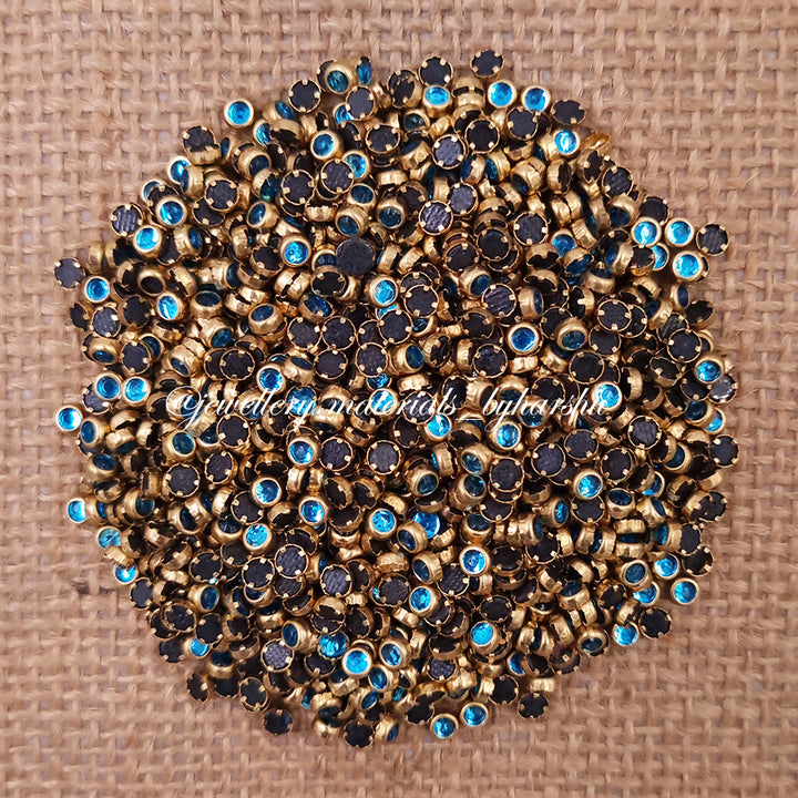 3mm Round Gloss Color Kundan - Light Blue Color