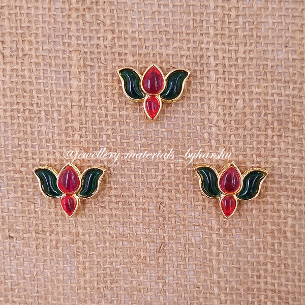 22 x 20MM Dark Green and Pink Lotus Charms