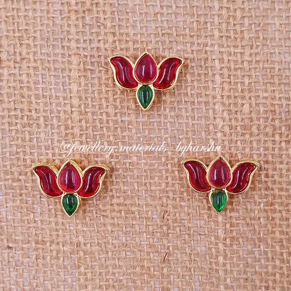 22 x 20MM Dark Green and Pink Lotus Charms
