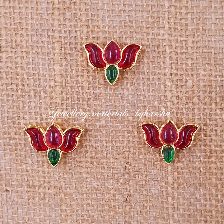 22 x 20MM Dark Green and Pink Lotus Charms