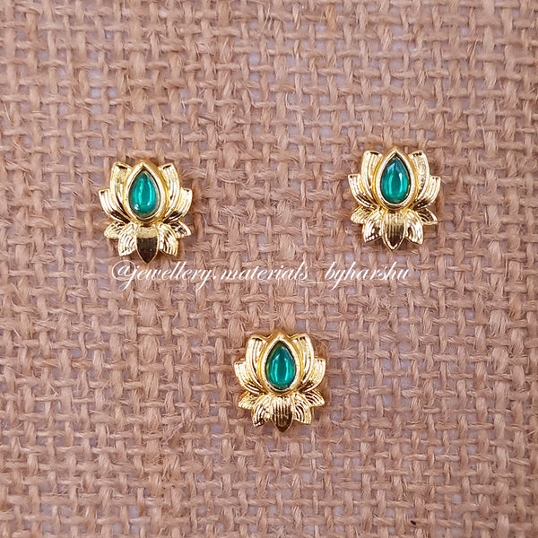 10 x 12 MM Dark Green Lotus Charms (1 Piece)