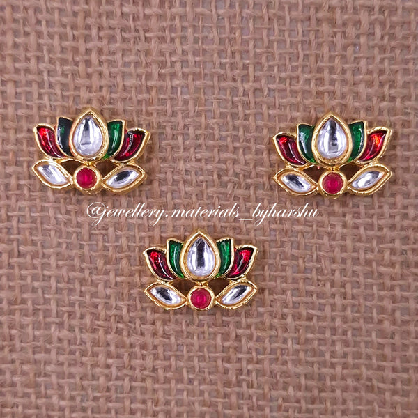 12 x 11MM&nbsp;Dark Green and Red&nbsp;Lotus Charms