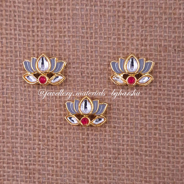 12 x 11MM Grey Lotus Charms
