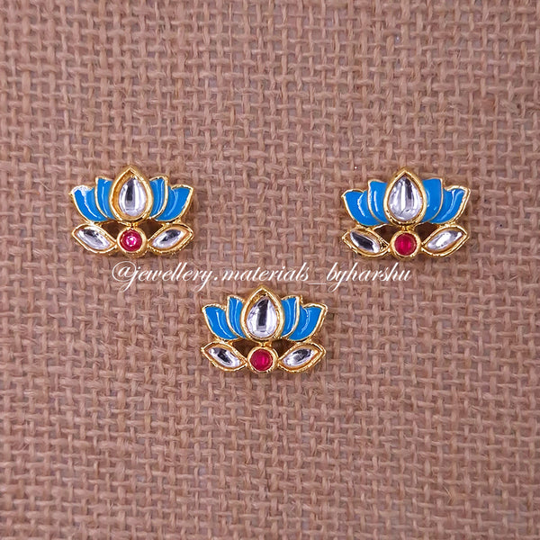 12 x 11MM Light Blue Lotus Charms 