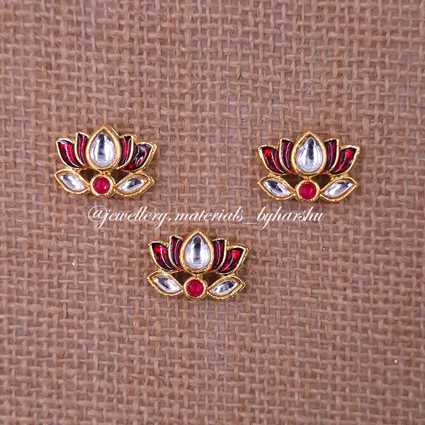 12 x 11MM Maroon Lotus Charms