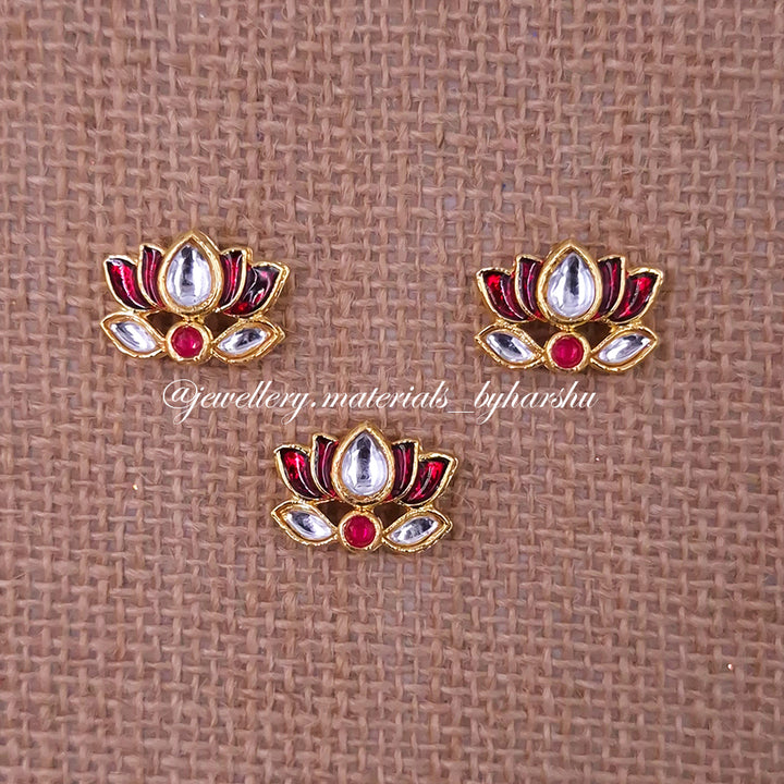 12 x 11MM Maroon Lotus Charms