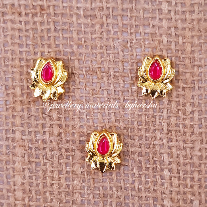 10 x 12 MM Rubby Red Lotus Charms (1 Piece)