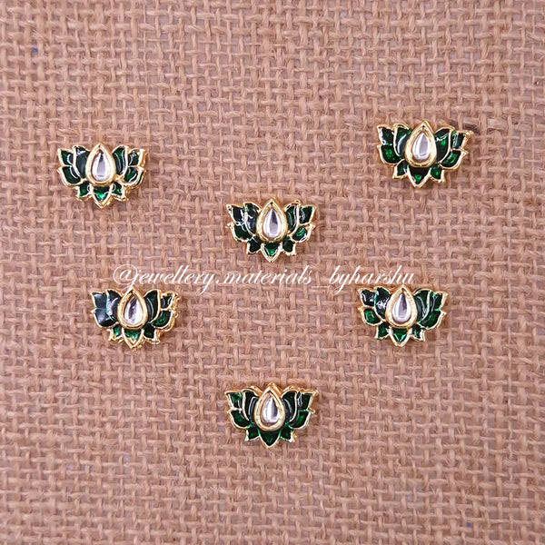15 x 12 MM Dark Green Lotus Charms