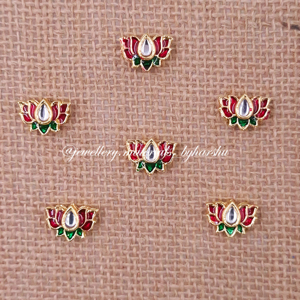 15 x 12 MM Maroon and Green Lotus Charms