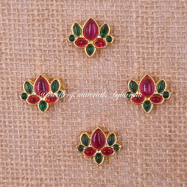 20 x 16 MM Dark Pink and Dark Green Lotus Charms 