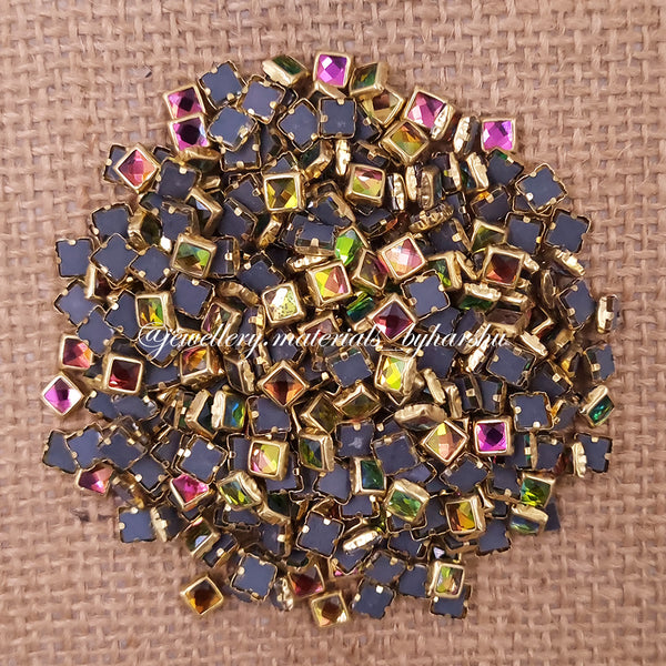 Square 4x4 Gloss Color Kundan - Multicolor