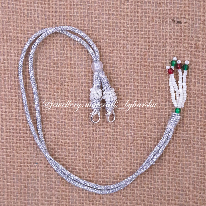 Silver Necklace Back Rope with Beads (1 Piece)