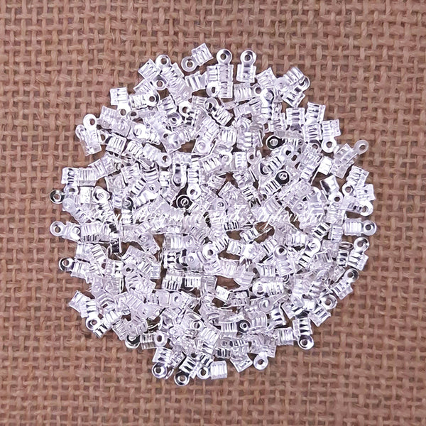 Silver Necklace Crimp Cord Ends