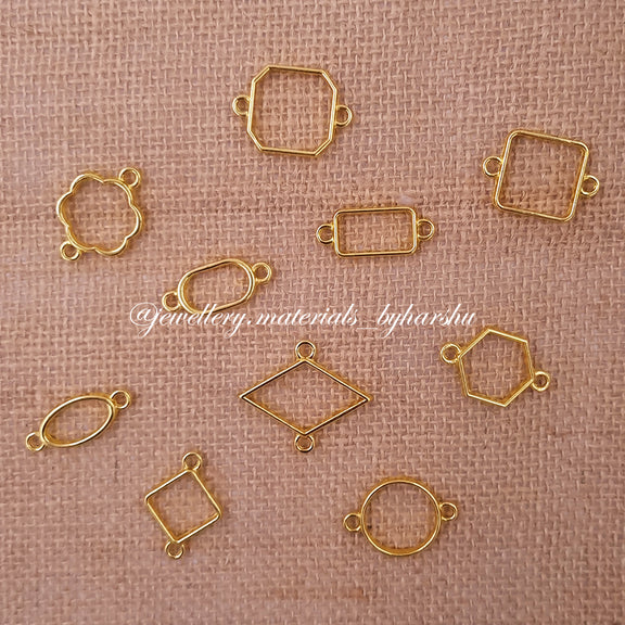 10 Piece Double Loop Open Bezel Pendant (Gold Color) – Harshu's Craft Store