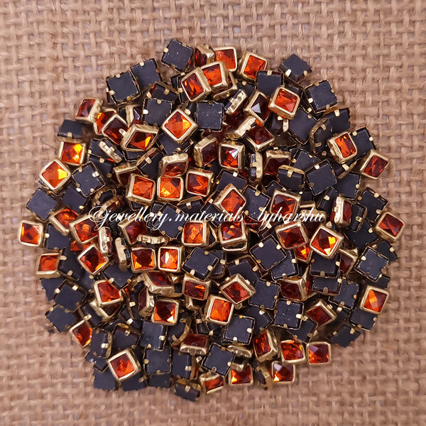 Square 4x4 Gloss Color Kundan - Orange Color