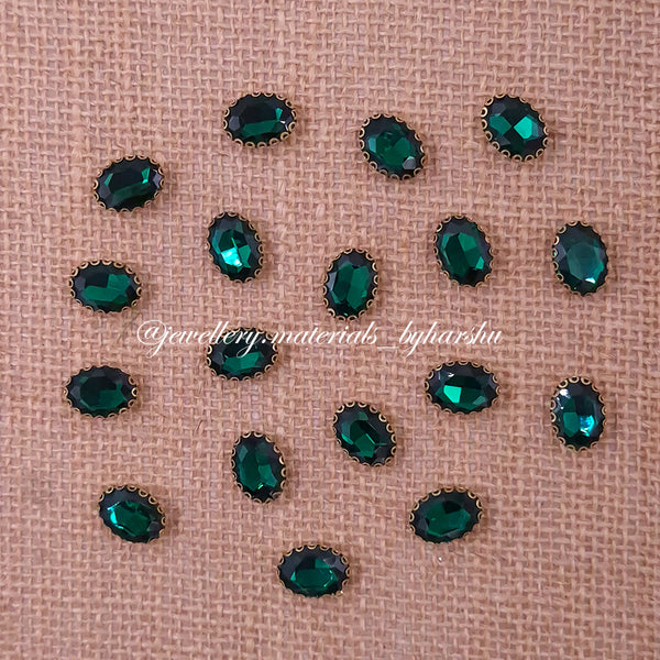 15x11MM Oval Clip Stone - Dark Green
