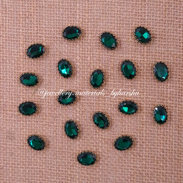 15x11MM Oval Clip Stone - Dark Green