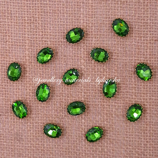 15x11MM Oval Clip Stone - Leaf Green