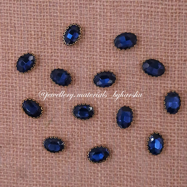 15x11MM Oval Clip Stone - Navy Blue