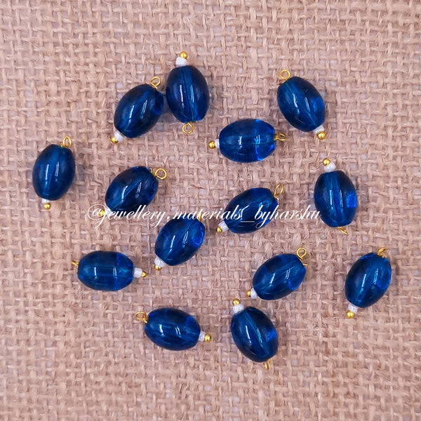 12MM Oval Hanging Beads (Peacock Blue)