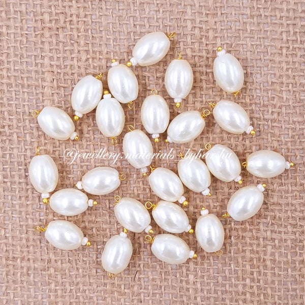 12MM Oval Hanging Beads (Pearl)