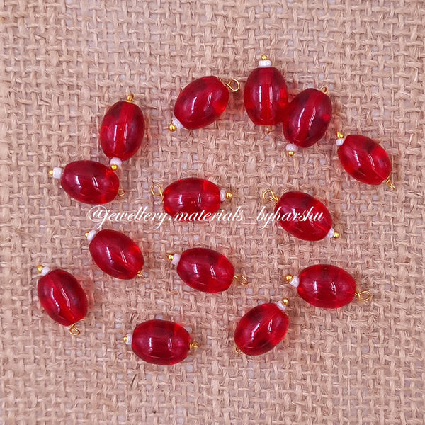 12MM Oval Hanging Beads (Red)