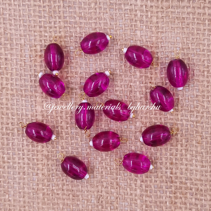 12MM Oval Hanging Beads (Magenta)