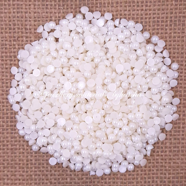 4MM Pearl Half Beads (Half White)