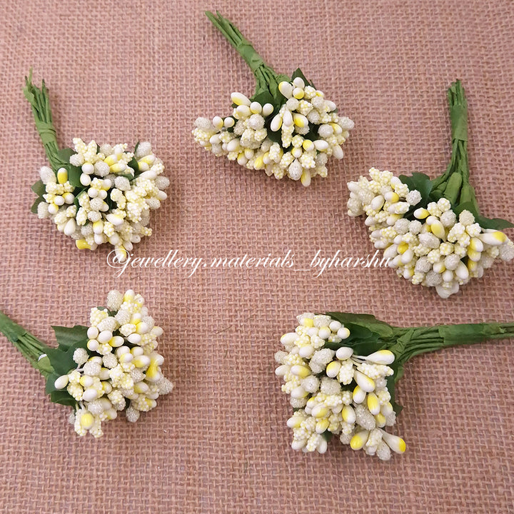 Artificial Pollen Flowers - Half White (1 Bunch)