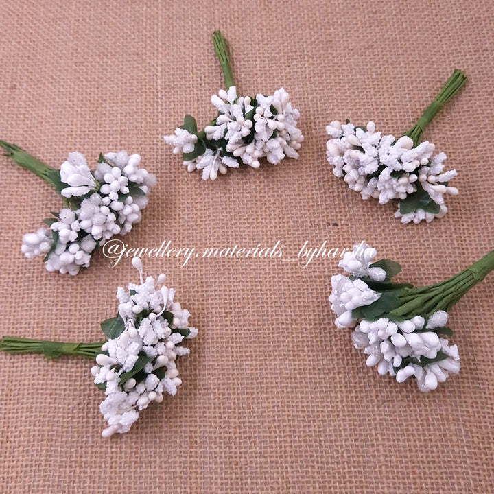 Artificial Pollen Flowers - White (1 Bunch)