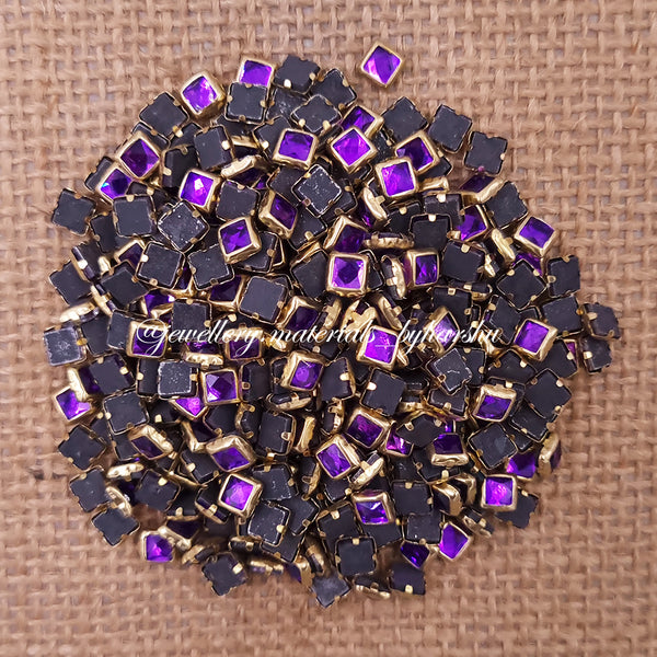 Square 4x4 Gloss Color Kundan - Purple Color