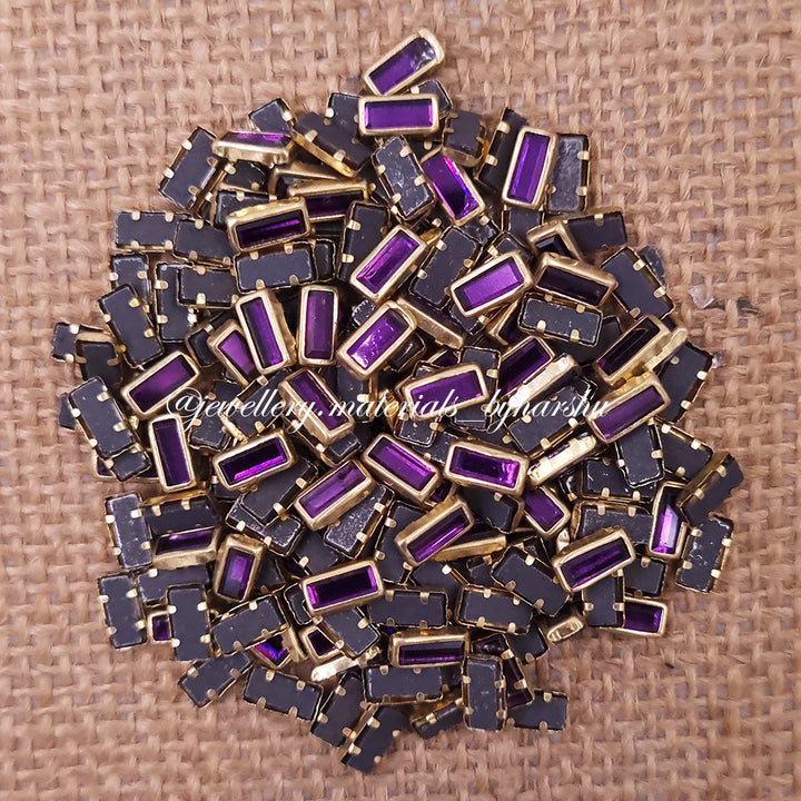 Rectangle 3x7 Gloss Color Kundan - Purple Color