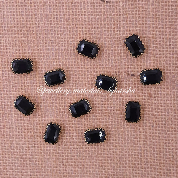 10x14MM Rectangle Clip Stone - Black