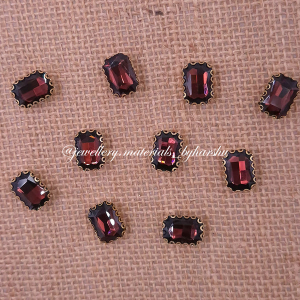 10x14MM Rectangle Clip Stone - Brown